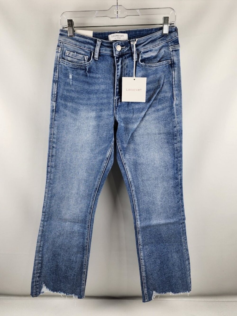 Lovervet Jeans Women 28/7 Blue High Rise Kick Flare Frayed Hem Denim (28x27) NWT